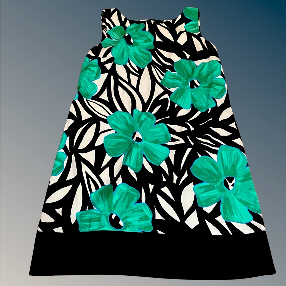 Dress Barn Black and Teal Floral Midi Dress